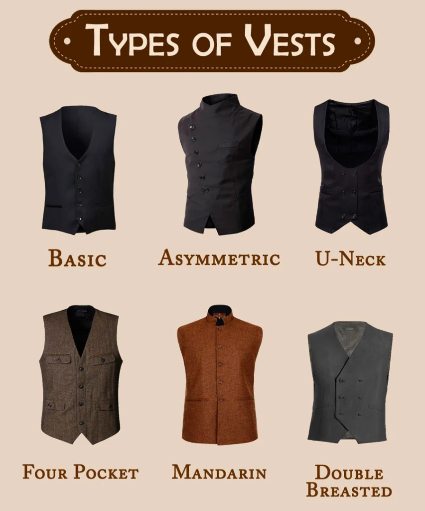 Different types of men's vests