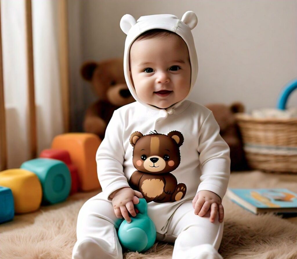 Bear Design Long Sleeves Baby Jump Suit